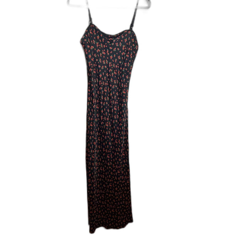 Anthropologie Black Strawberry Maxi Dress Size M Women